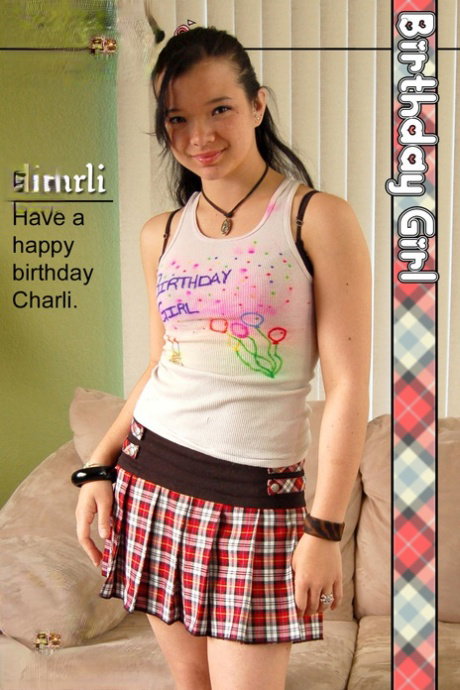 Young amateur Charli gets naked in red heels while celebrating her birthday