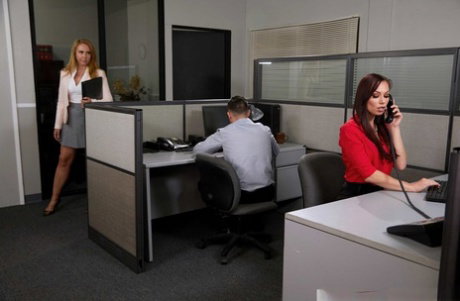 Horny secretary in stockings Aidra Fox gets fucked hardcore in the office