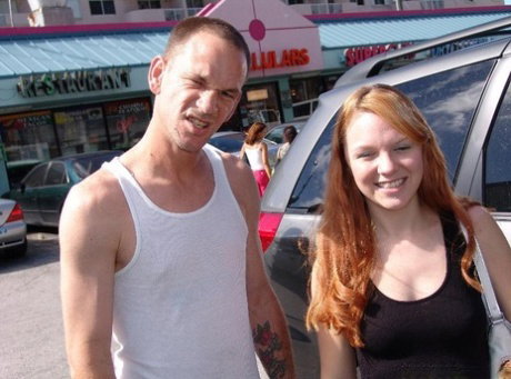 Ginger teen Alex teases with her big butt and gets rammed from behind in a van