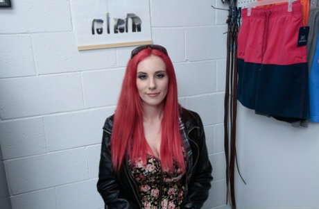 Busty pink-haired shoplifter Lilian Stone gets stripped & painfully dicked