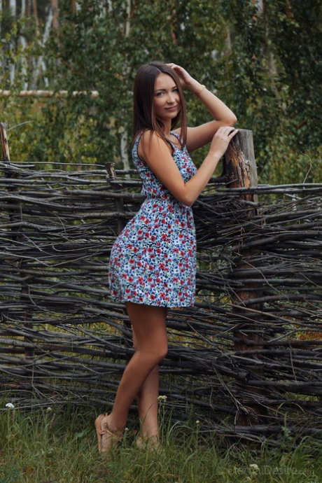 Young beauty Alexa Day gets naked in the grass on a farm after eating a melon