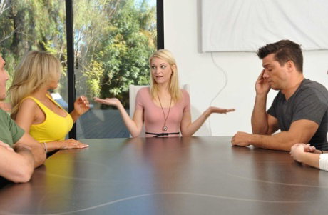 Blonde wife with huge fakes Kayla Kayden gets banged by her horny neighbor