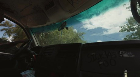 Beautiful Koko Chane sucks cock & gets fucked by a black stranger in a van