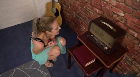 First timer Jayne strips to her shoes in front of an acoustic guitar