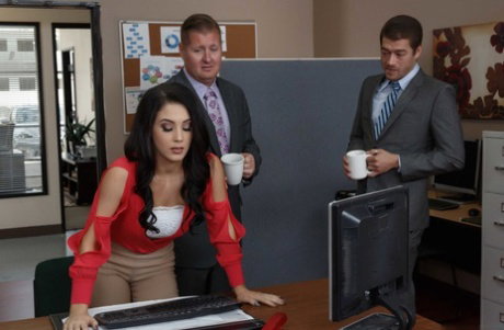 Beautiful big titted Noelle Easton gets fucked by her boss in racy office sex
