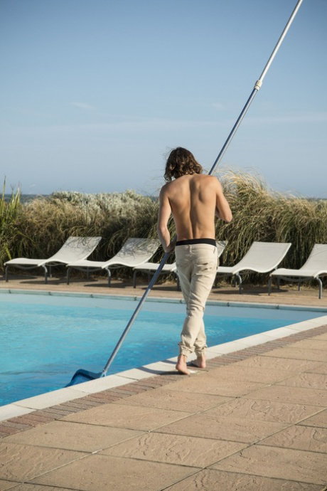 Horny blonde Sienna Day cheats on her husband with the pool cleaning boy