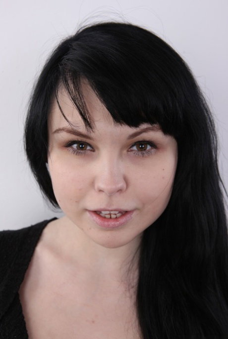 Beautiful dark haired amateur Libuse gives closeup of her big saggy boobs