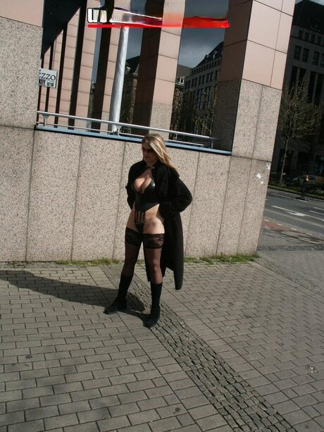 Amateur chick Marina Montana exposes her tits and ass in public places