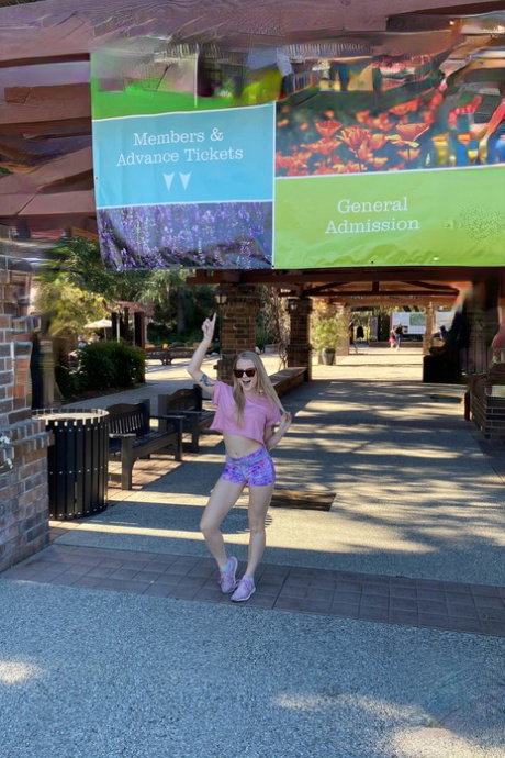 Blonde amateur Paris White takes a break from hiking to show her pussy and big t