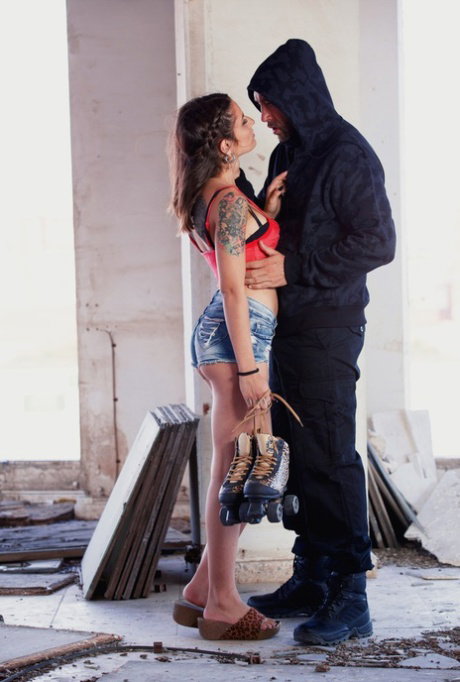 European teen Alexa Nasha doing it outdoors on construction site