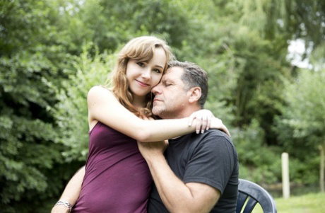 Young French beauty pleasures her sugar daddy with PTM sex in the backyard