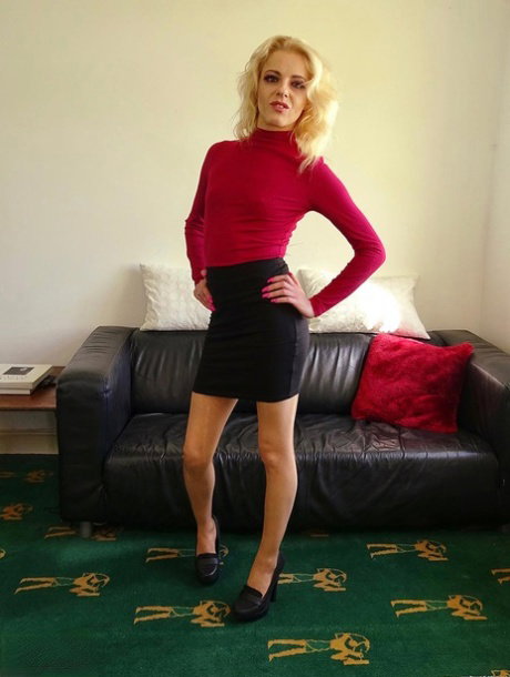 Blonde submissive April Paisley has her mouth taped shout after undressing