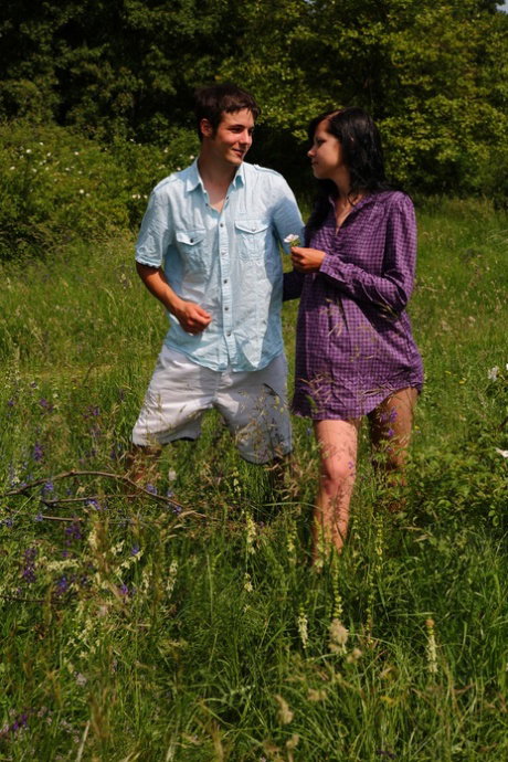 Young couple Rex & Lana have sexual intercourse near a wild rosebush