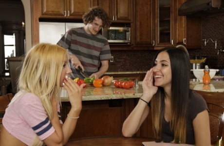 Teen Kenzie Reeves screws her sister's boyfriend behind the kitchen counter