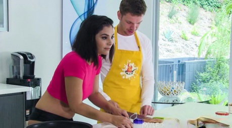 PAWG Violet Starr getting fucked hard by Markus Dupree in the kitchen
