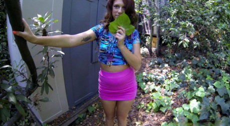 Big tits teen Sasha Summers shows off her big tits outdoor