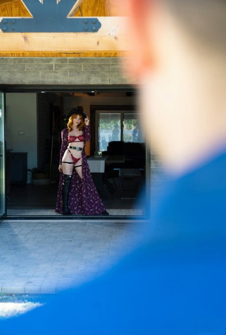 Tall redheaded teen Lacy Lennon gets fucked & jizzed by a cowboy