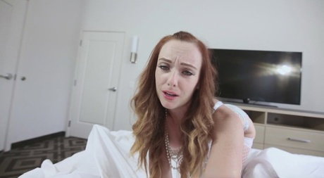 Short redheaded teen Dani Jensen worships and humps a BBC in POV