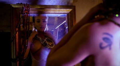 Solo girl Alyssia Kent fingers her pussy while adorning herself with necklaces