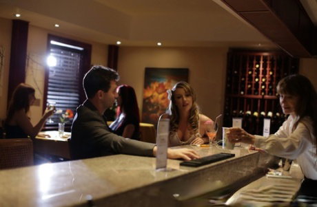 Blonde Harley Jade picked up in the bar by James Deen and fucked same day