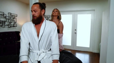 Kayley Gunner unveils her nice tits while having sex during a massage gig