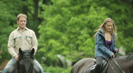 Nice teen Alexis Crystal has sex with her lover after going horse riding