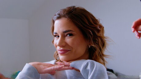 Ada Lapiedra has sex on a bed in a backyard with a tattooed man