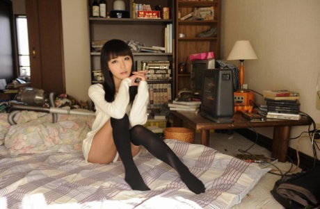 Hot Japanese girl Marica gets completely naked during a solo performance