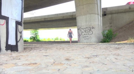 Solo girl Chloe Lamour takes an urgent piss underneath an overpass