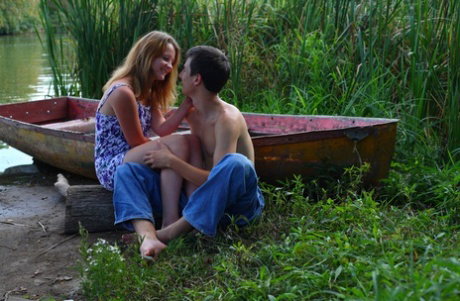 Horny young couple Aneta & Ales have sex along the shoreline