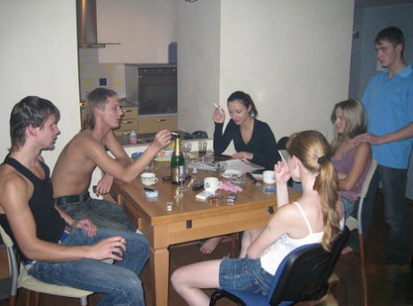 A group of teen couples swap partners during drunk group sex