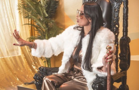 Busty French lady Anissa Kate gets her holes fucked on her throne