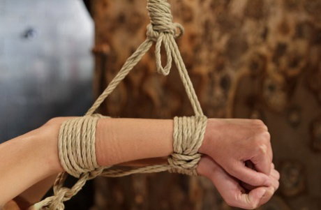 Teen Nina Lopez gets toyed & has her big saggy tits clamped in rope bondage