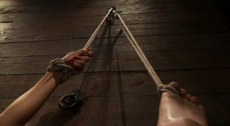 Naked babe Wenona gets punished with a dildo & a vibrator in rope bondage