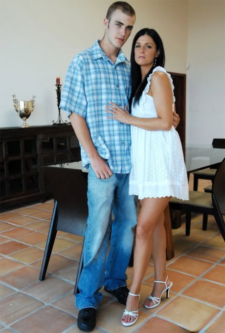 Pierced MMILF India Summer strips short dress to fuck Christian Wilde in heels