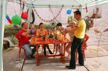 Friendly garden party turns into a free for all outdoor fuck fest