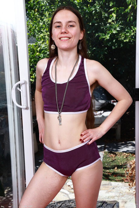 Skinny teen Sia Wood shows her natural pussy for the first time