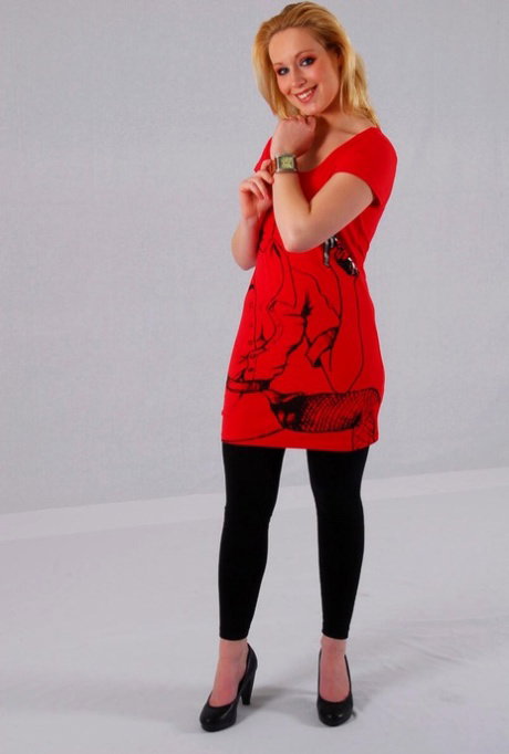 Strawberry blonde Sanne shows off a big Geneva watch during a non-nude scene