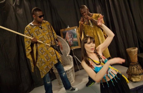 Caucasian chick Dana DeArmond gets banged by 2 black guys at the same time
