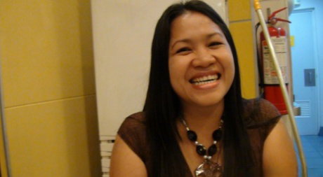 Asian wife Sonja Dizon blows a fat boner & takes it in her hot pussy