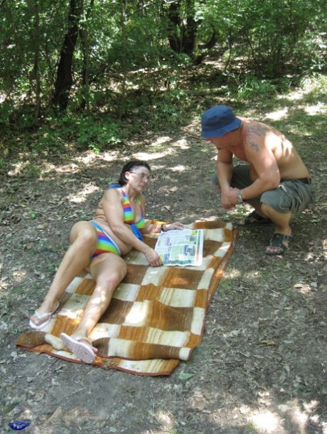 Naughty granny Adela enjoys wild outdoor sex with a young stranger