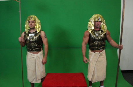 Hot chubby ebony Phylisha posing in costume with her Egyptian roleplay partner