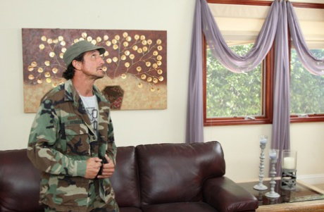 Military officer Olivia Austin paying a visit to a soldier with a long weiner