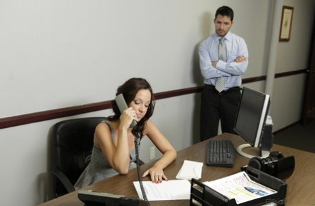 Office slut Jada Stevens sucks dick at work and gets nailed on the desk