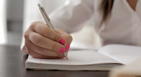 Glasses clad student Mackenzie gets a stress relieving fingering & fucking